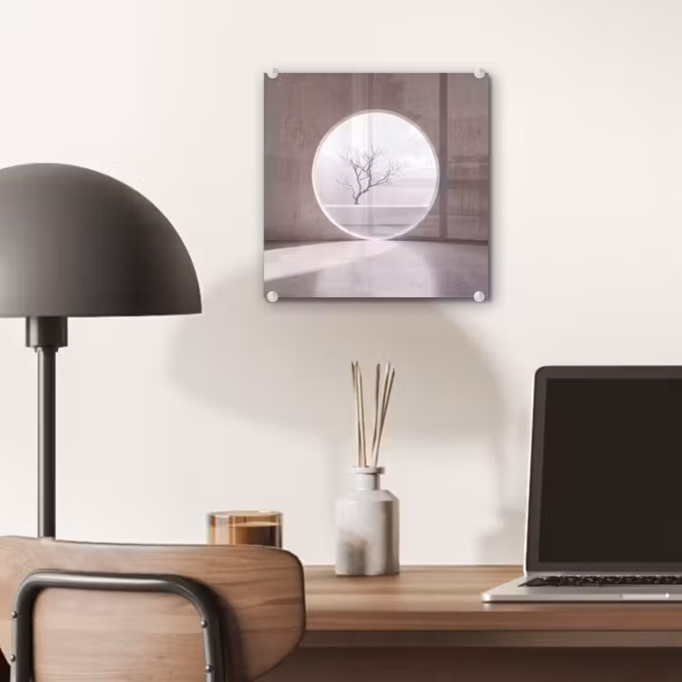 Glas schilderij - Boom - Cirkel - Modern — 7