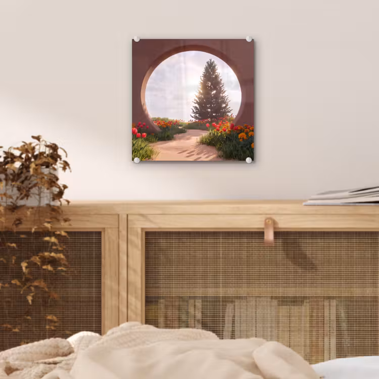 Glas schilderij - Pad - Bloemen - Natuur — 5