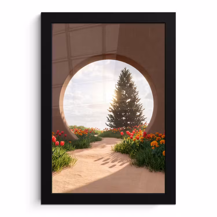 Poster met lijst - Pad - Bloemen - Natuur — 1