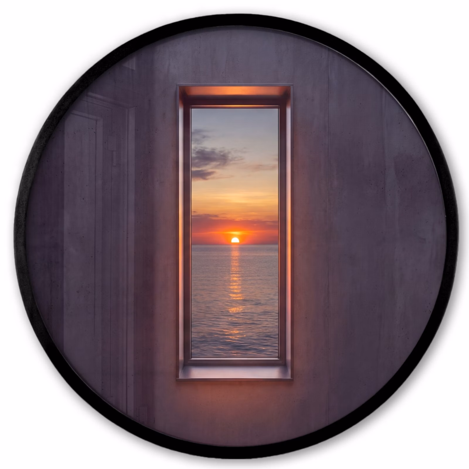 Ronde fotolijst - Zonsondergang - Zee - Natuur — 1