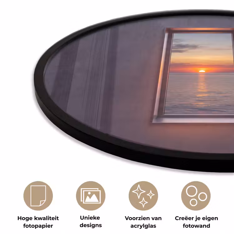 Ronde fotolijst - Zonsondergang - Zee - Natuur — 2