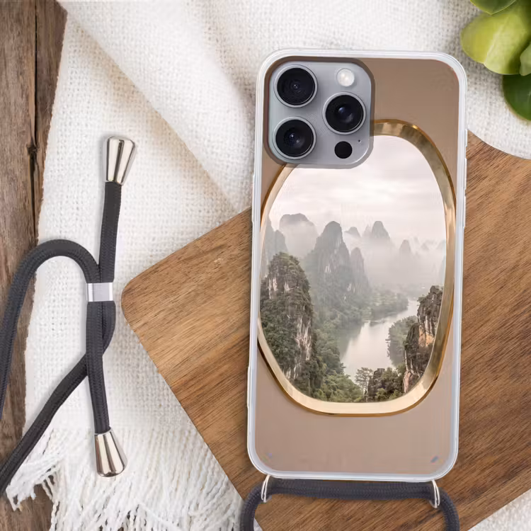 Telefoonhoesje met koord - Bergen - Rivier - Natuur — 3