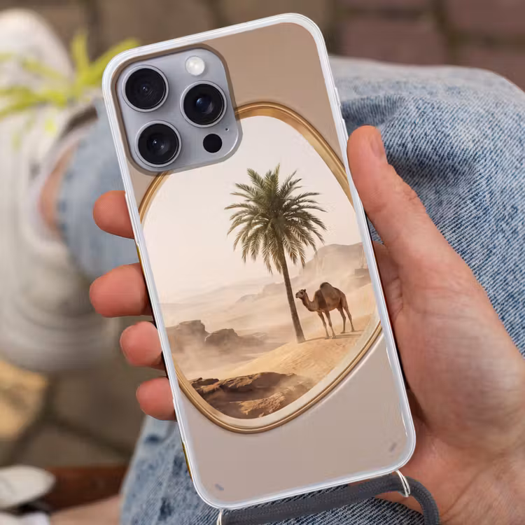 Telefoonhoesje met koord - Kameel - Woestijn - Natuur — 2