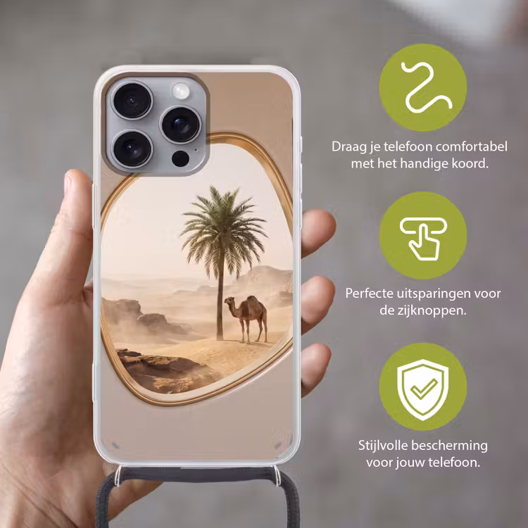 Telefoonhoesje met koord - Kameel - Woestijn - Natuur — 4