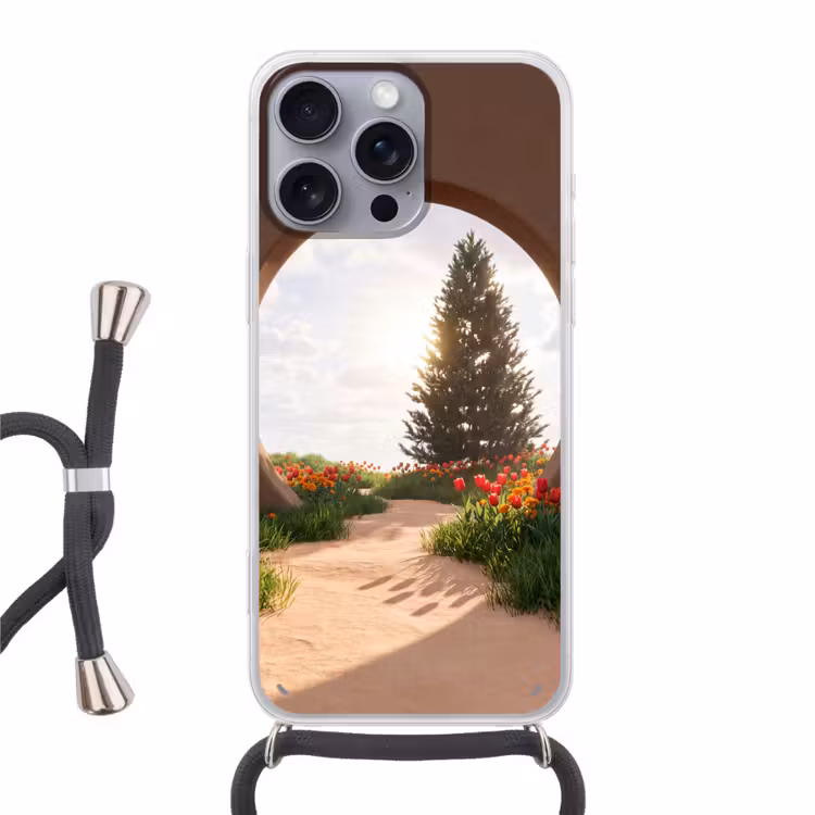 Telefoonhoesje met koord - Pad - Bloemen - Natuur — 1
