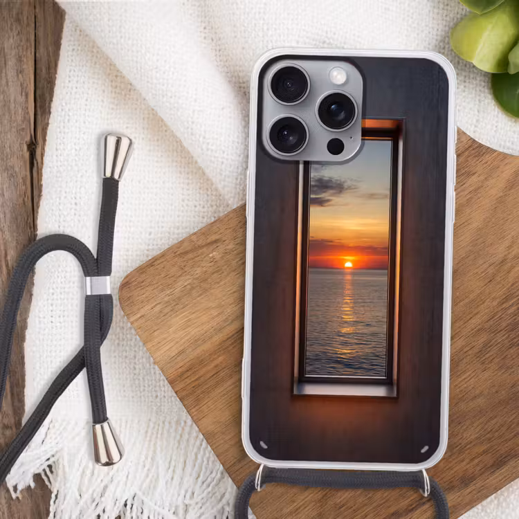 Telefoonhoesje met koord - Zonsondergang - Zee - Natuur — 3