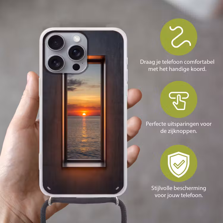 Telefoonhoesje met koord - Zonsondergang - Zee - Natuur — 4