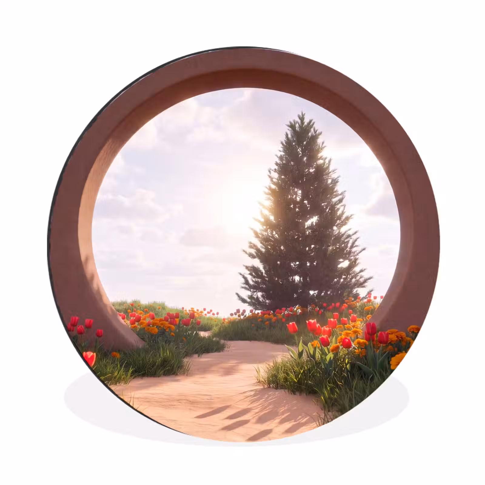 Muurcirkel aluminium - Pad - Bloemen - Natuur — 1