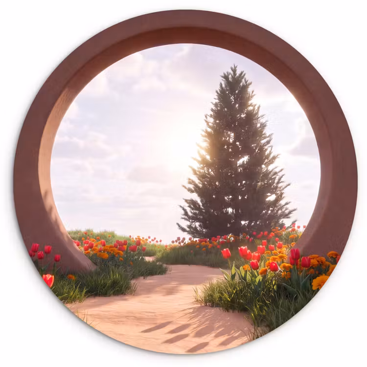 Muurcirkel glas - Pad - Bloemen - Natuur — 1