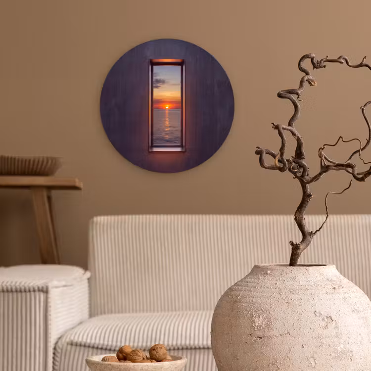 Muurcirkel glas - Zonsondergang - Zee - Natuur — 2
