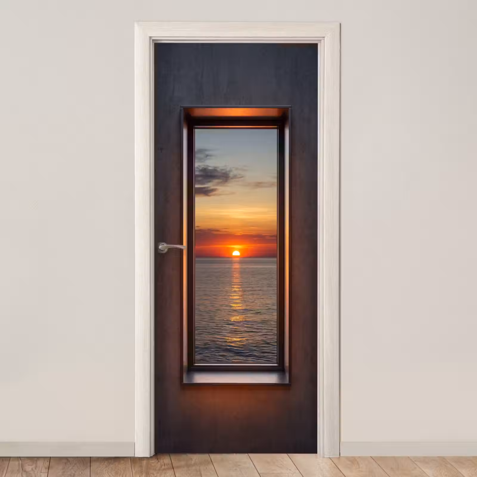 Deursticker - Zonsondergang - Zee - Natuur — 1