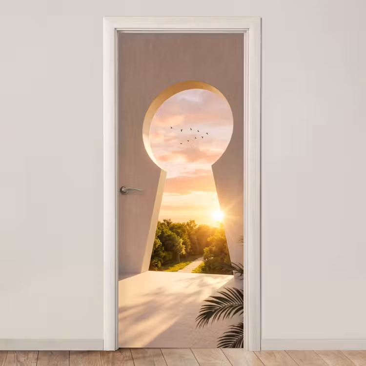 Deursticker - Sleutelgat - Natuur - Zon — 1