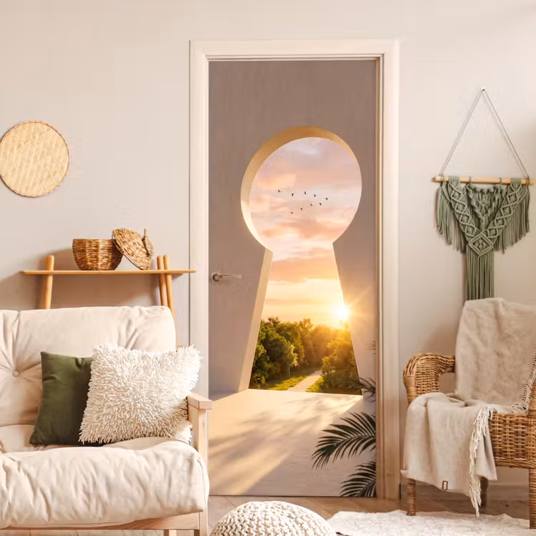 Deursticker - Sleutelgat - Natuur - Zon — 4