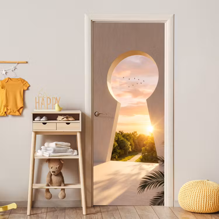 Deursticker - Sleutelgat - Natuur - Zon — 6