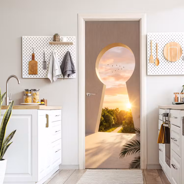 Deursticker - Sleutelgat - Natuur - Zon — 7
