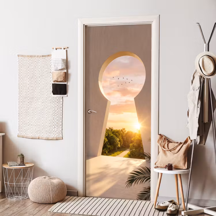 Deursticker - Sleutelgat - Natuur - Zon — 8
