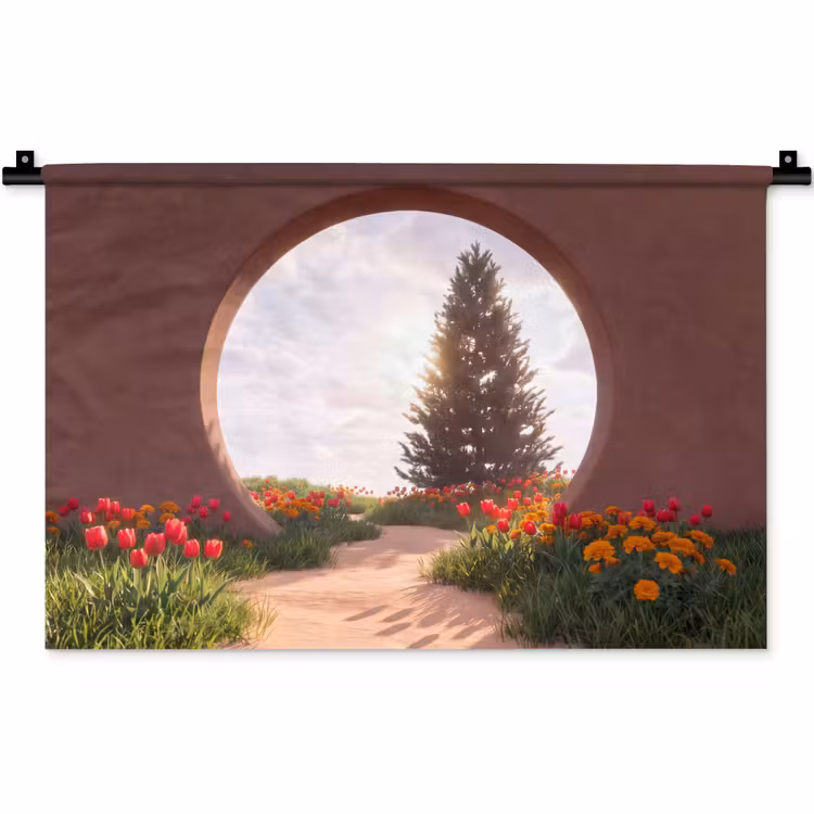 Wandkleed - Pad - Bloemen - Natuur — 1