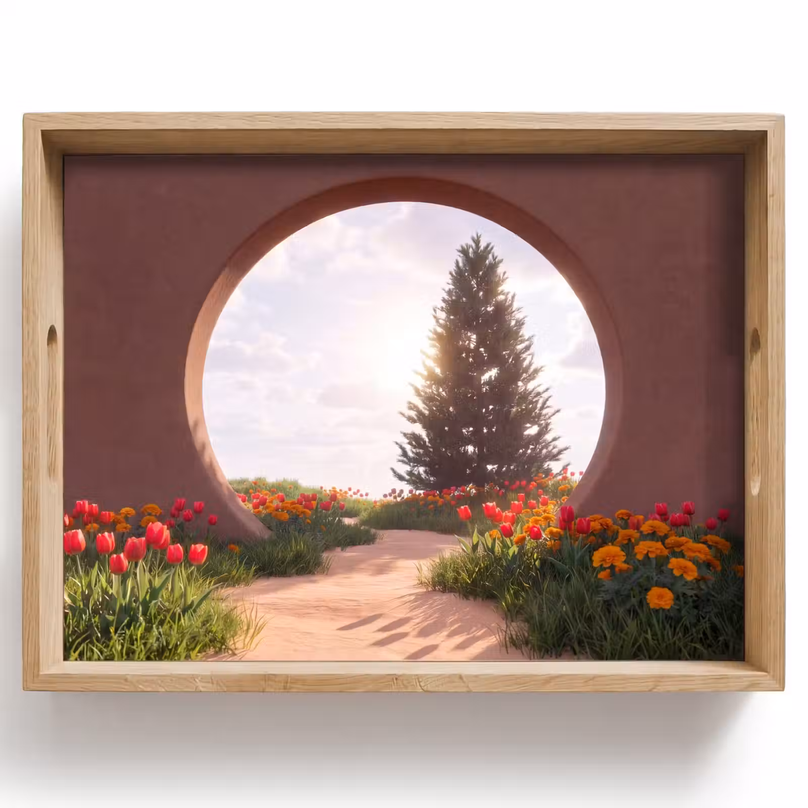 Dienblad - Pad - Bloemen - Natuur — 1