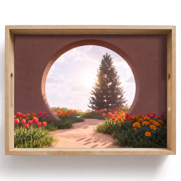 Dienblad - Pad - Bloemen - Natuur — 1