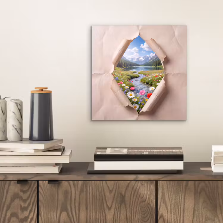 Aluminium schilderij - Bloemen - Rivier - Landschap — 2