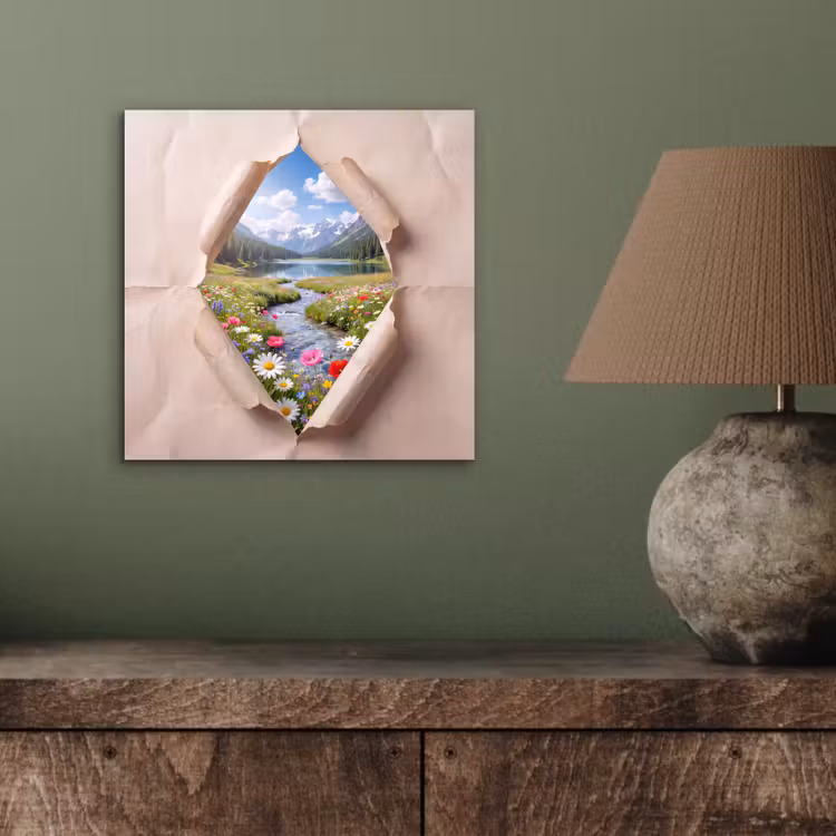 Aluminium schilderij - Bloemen - Rivier - Landschap — 3