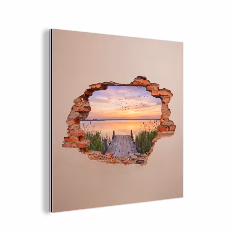Aluminium schilderij - Muur - Landschap - Illusie — 1