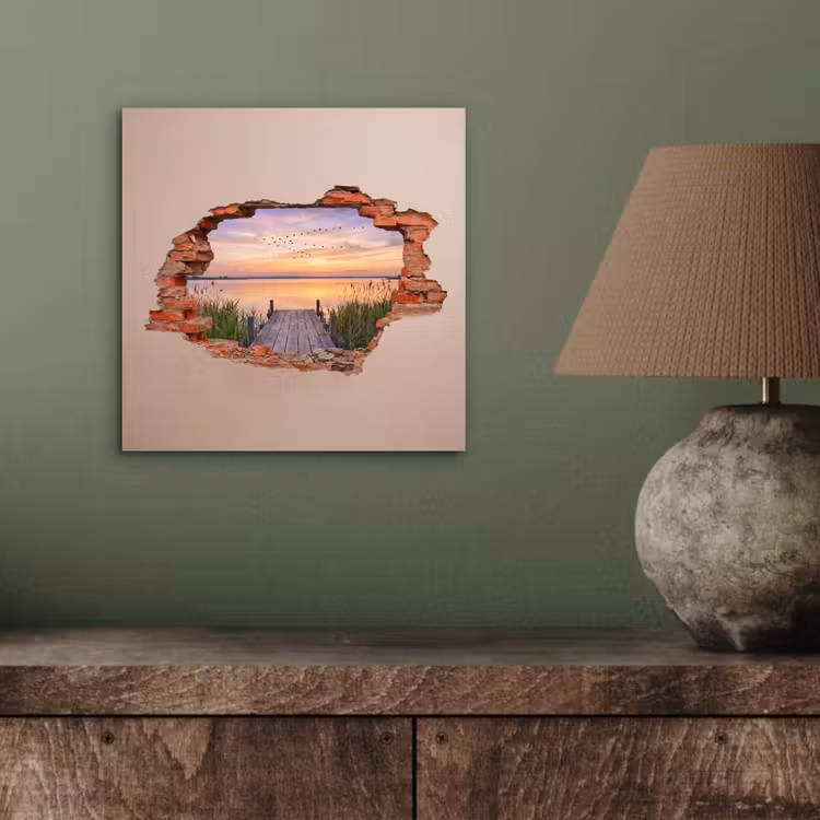 Aluminium schilderij - Muur - Landschap - Illusie — 3