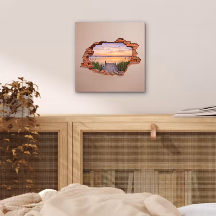 Aluminium schilderij - Muur - Landschap - Illusie — 4
