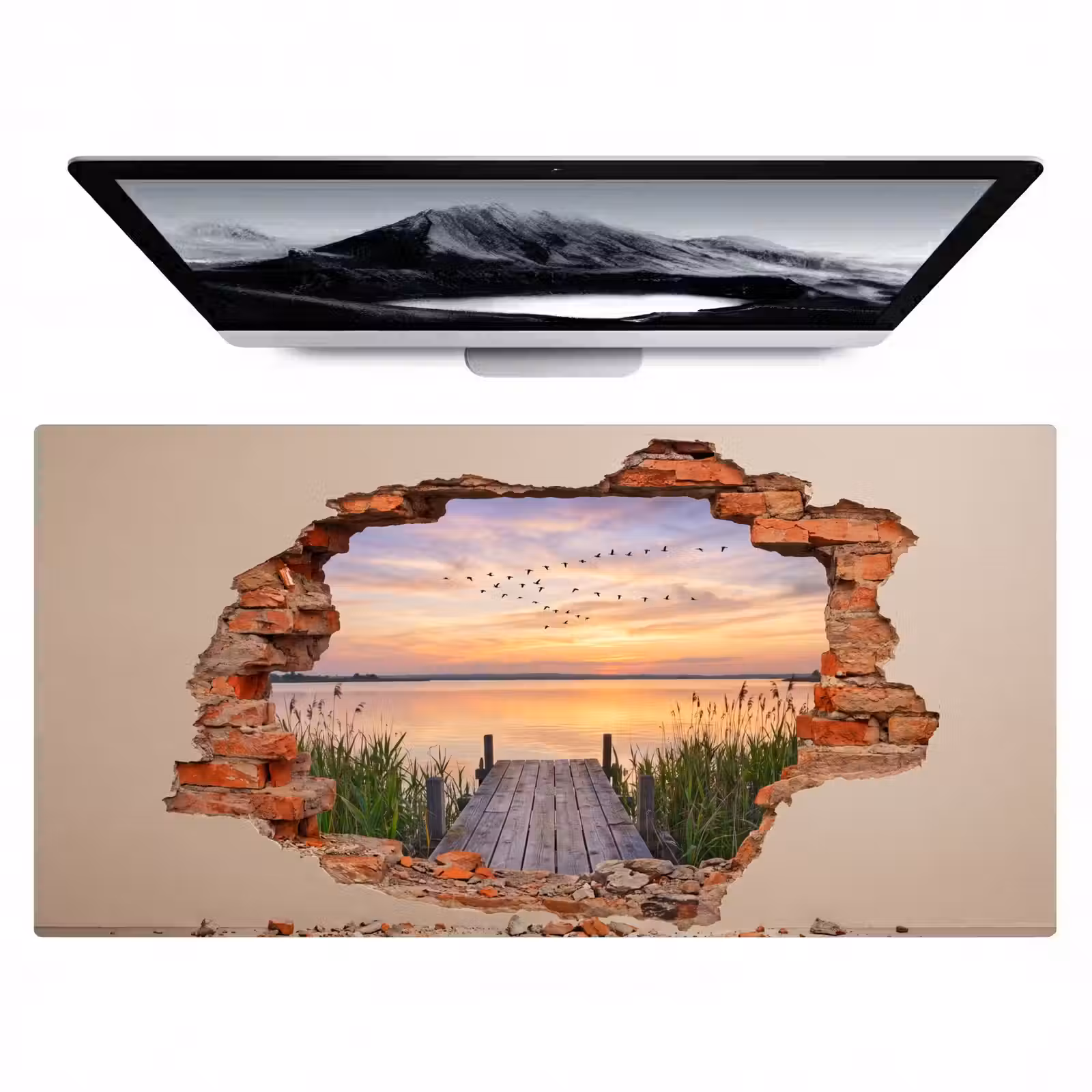 Bureau onderlegger - Muur - Landschap - Illusie — 1