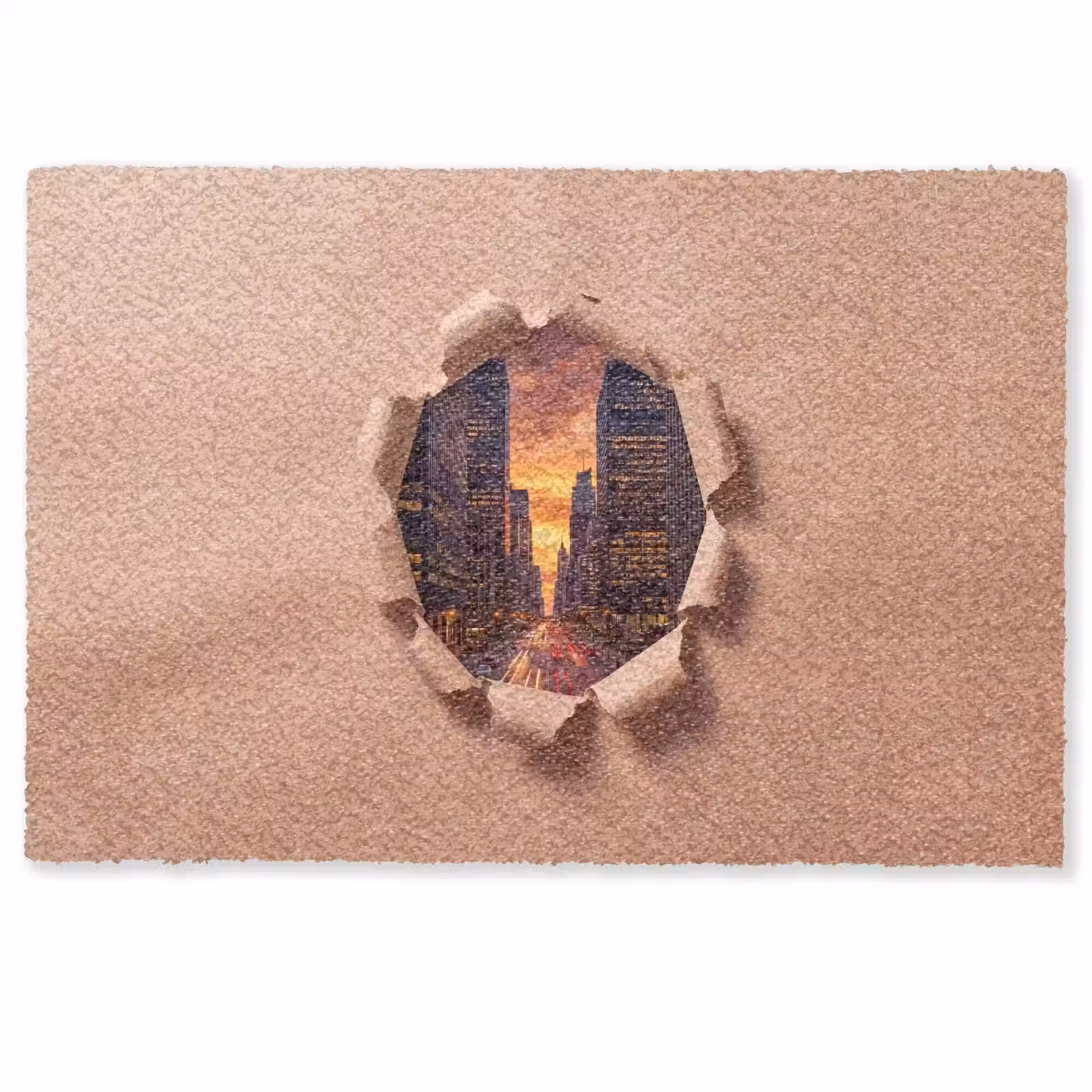Deurmat - Stad - Zonsondergang - Papier — 1