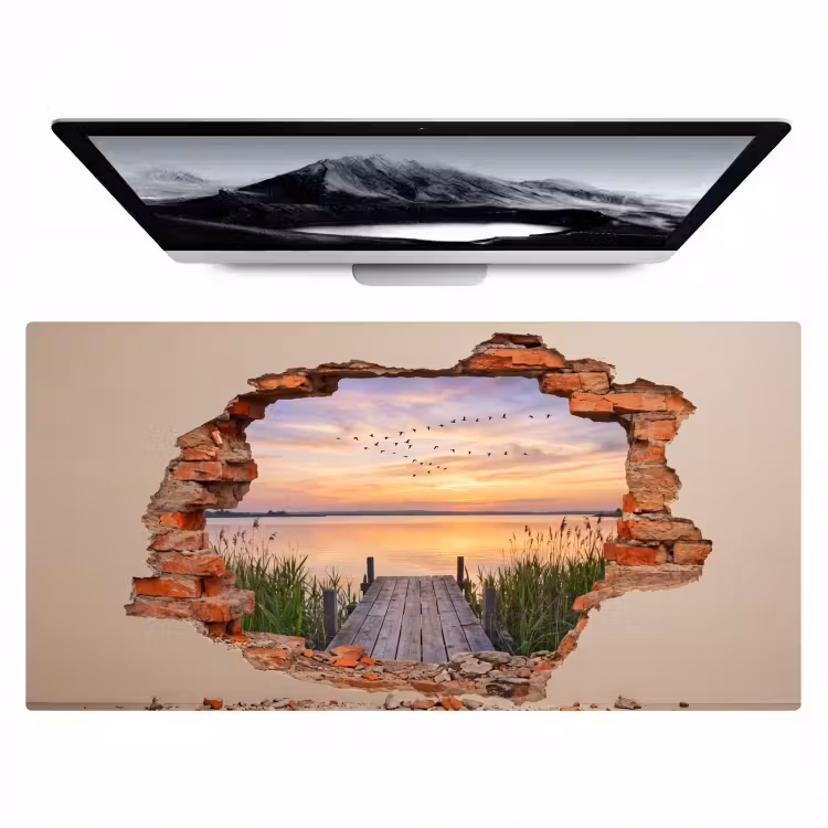Bureau onderlegger - Muur - Landschap - Illusie — 1