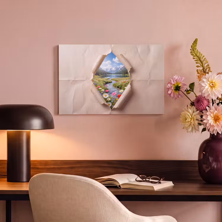 Canvas schilderij - Bloemen - Rivier - Landschap — 3
