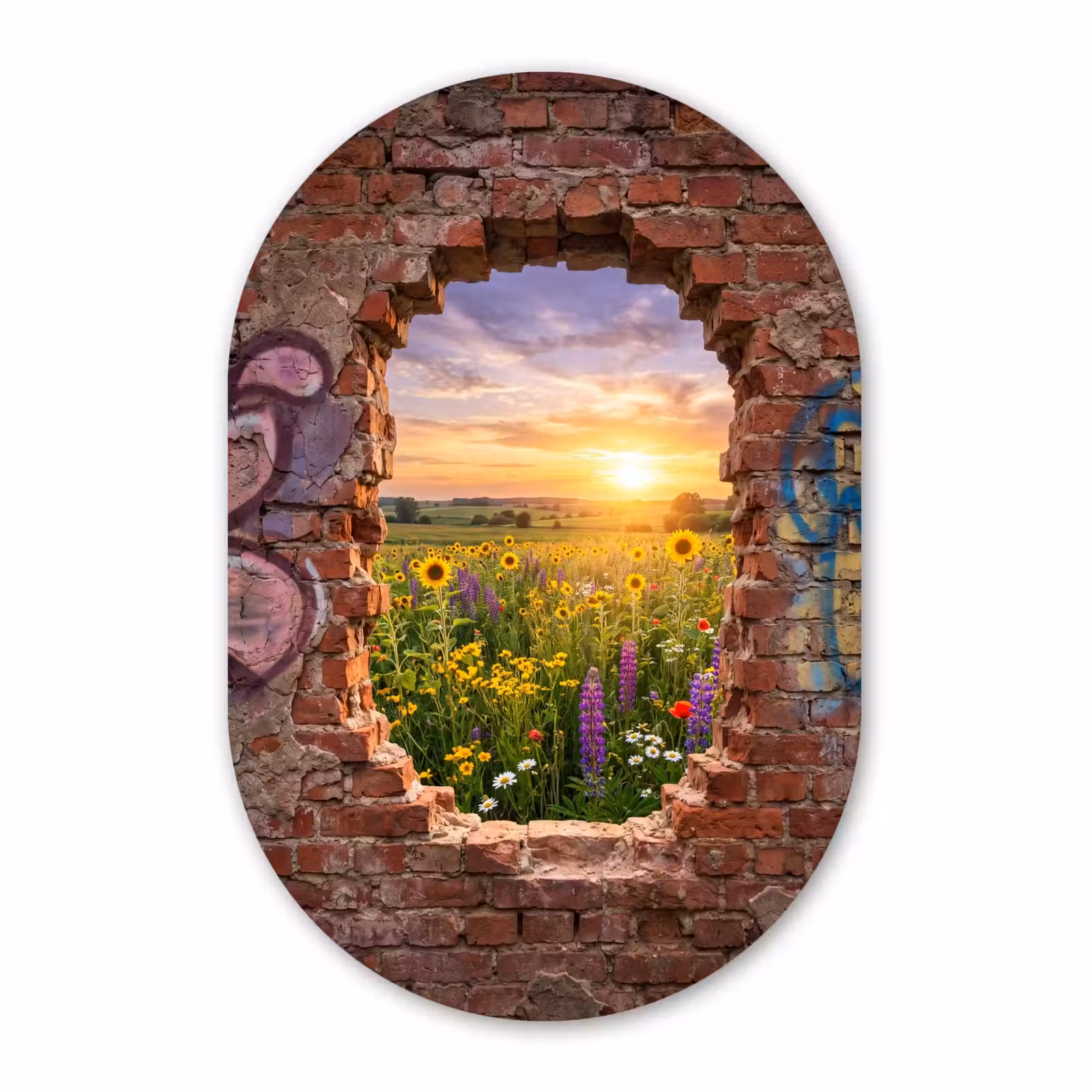 Muurovaal glas - Bloemen - Veld - Natuur — 1
