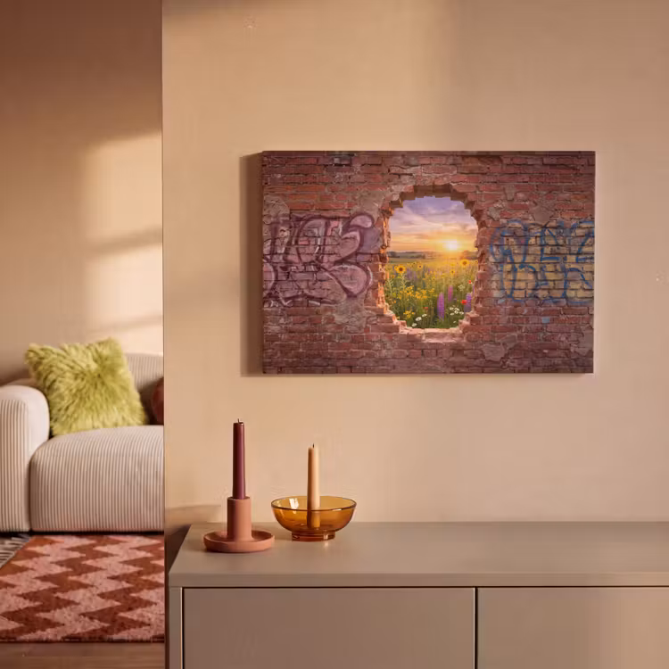 Canvas schilderij - Bloemen - Veld - Natuur — 1