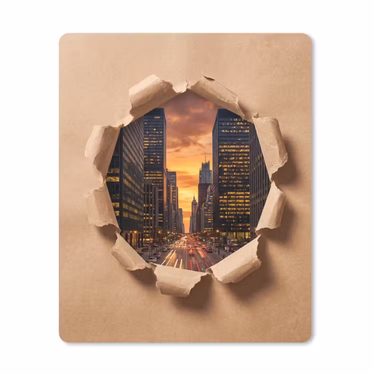 Muismat - Stad - Zonsondergang - Papier — 1