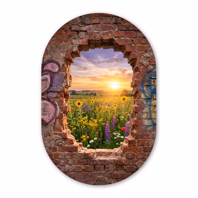 Muurovaal glas - Bloemen - Veld - Natuur — 1
