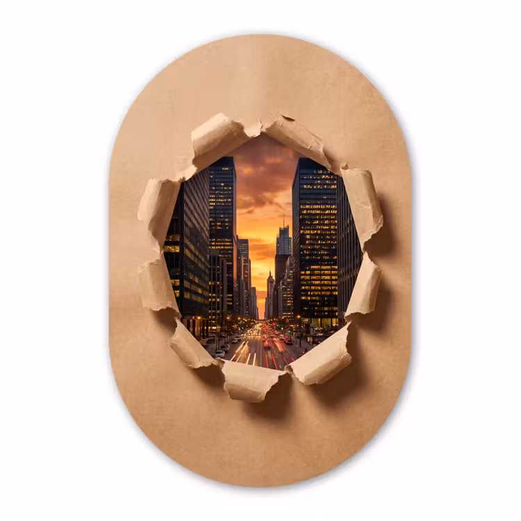 Muurovaal - Stad - Zonsondergang - Papier — 3