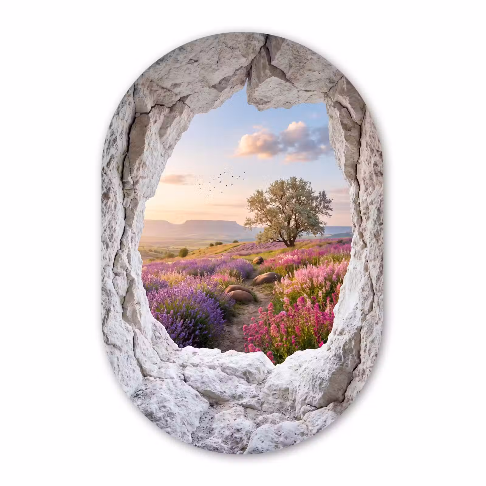 Muurovaal glas - Bloemen - Pad - Natuur — 1