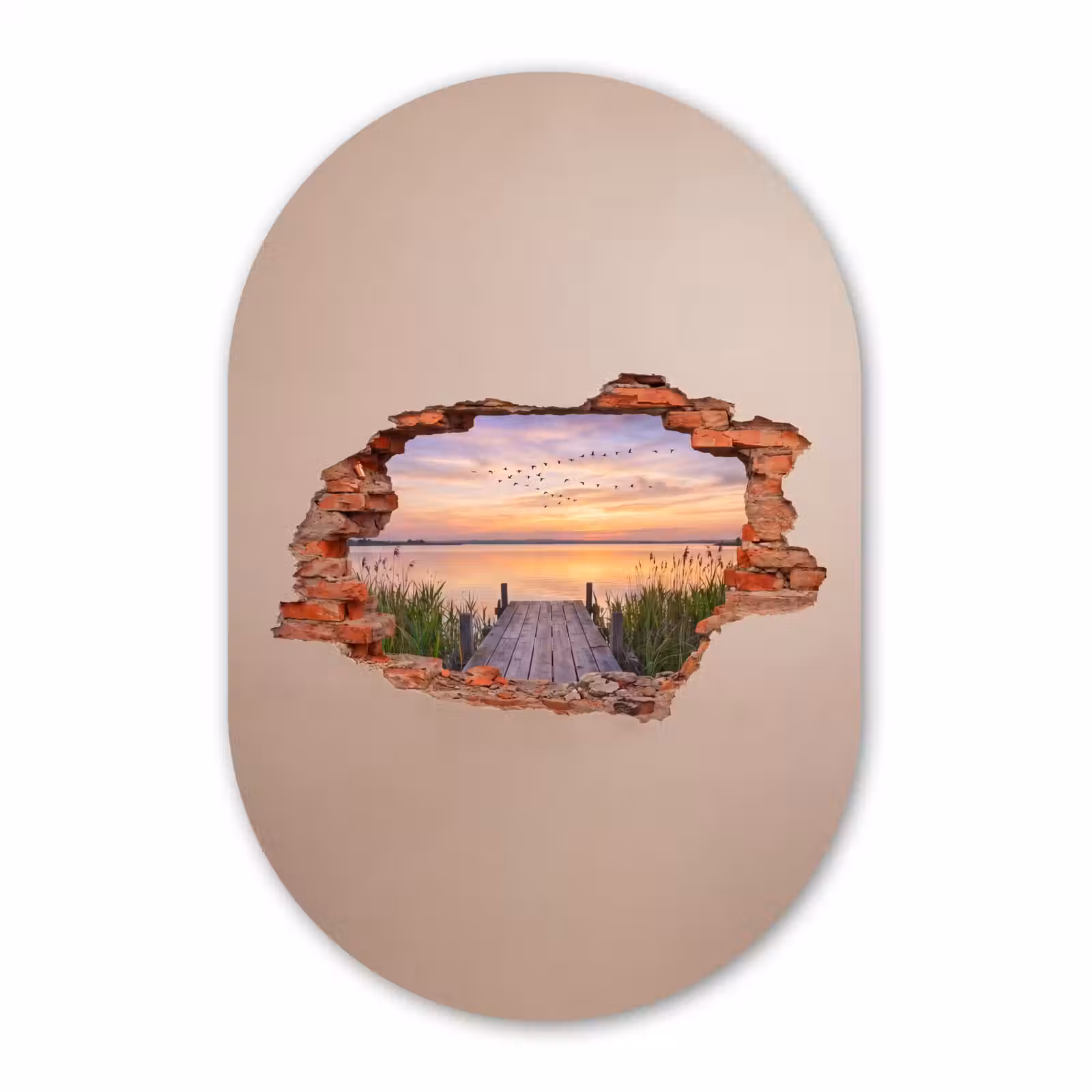 Muurovaal glas - Muur - Landschap - Illusie — 1
