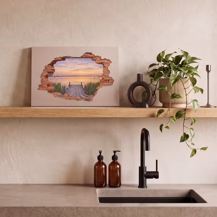 Canvas schilderij - Muur - Landschap - Illusie — 2