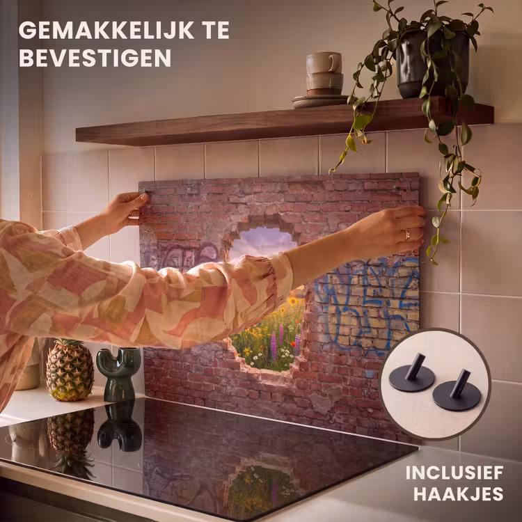 Inductiebeschermer & spatscherm (2in1) - Bloemen - Veld - Natuur — 7