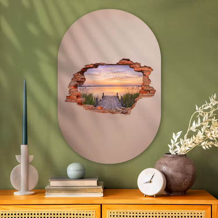 Muurovaal glas - Muur - Landschap - Illusie — 2