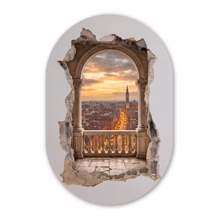 Muurovaal glas - Stad - Zonsondergang - Architectuur — 1