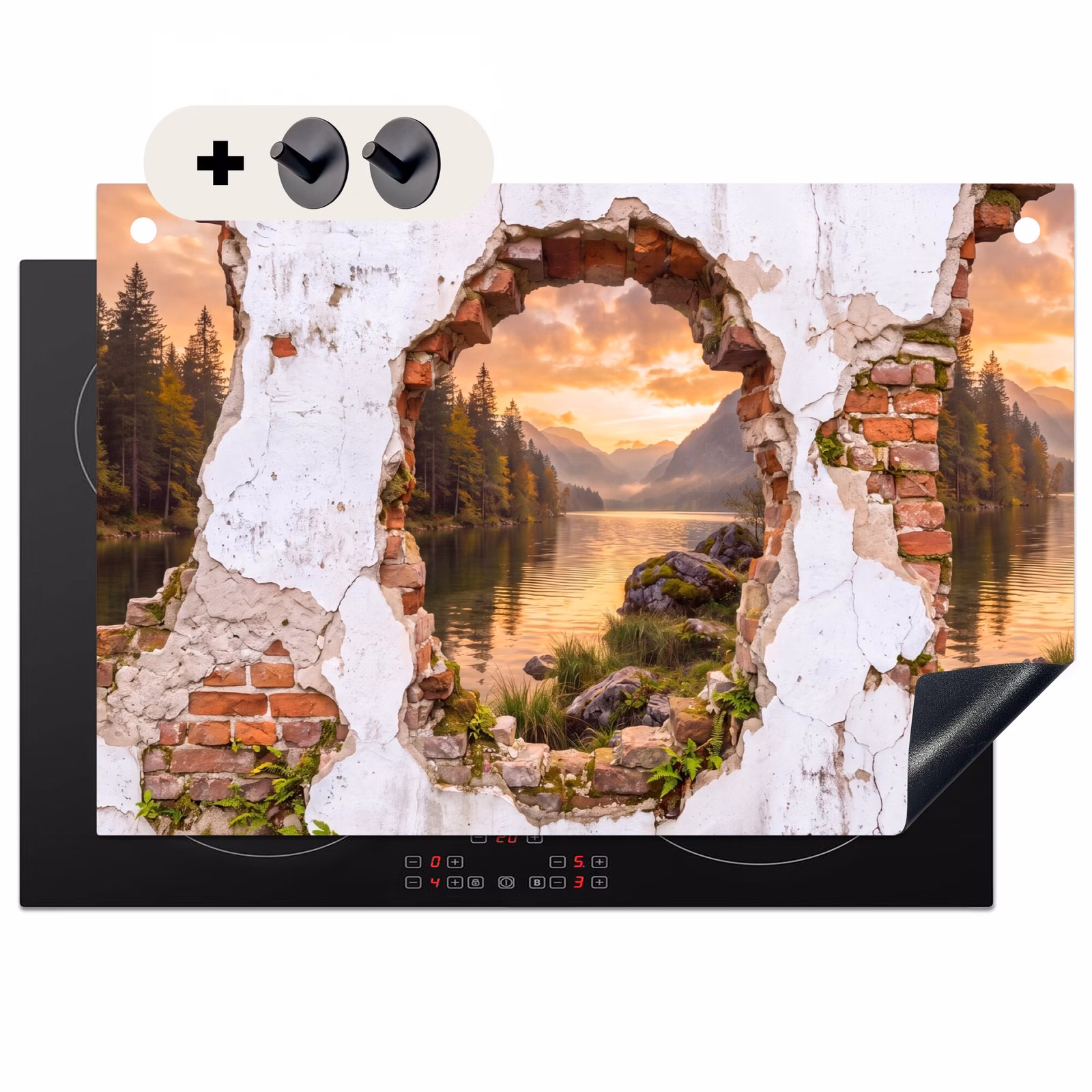 Inductiebeschermer & spatscherm (2in1) - Muur - Landschap - Natuur — 1