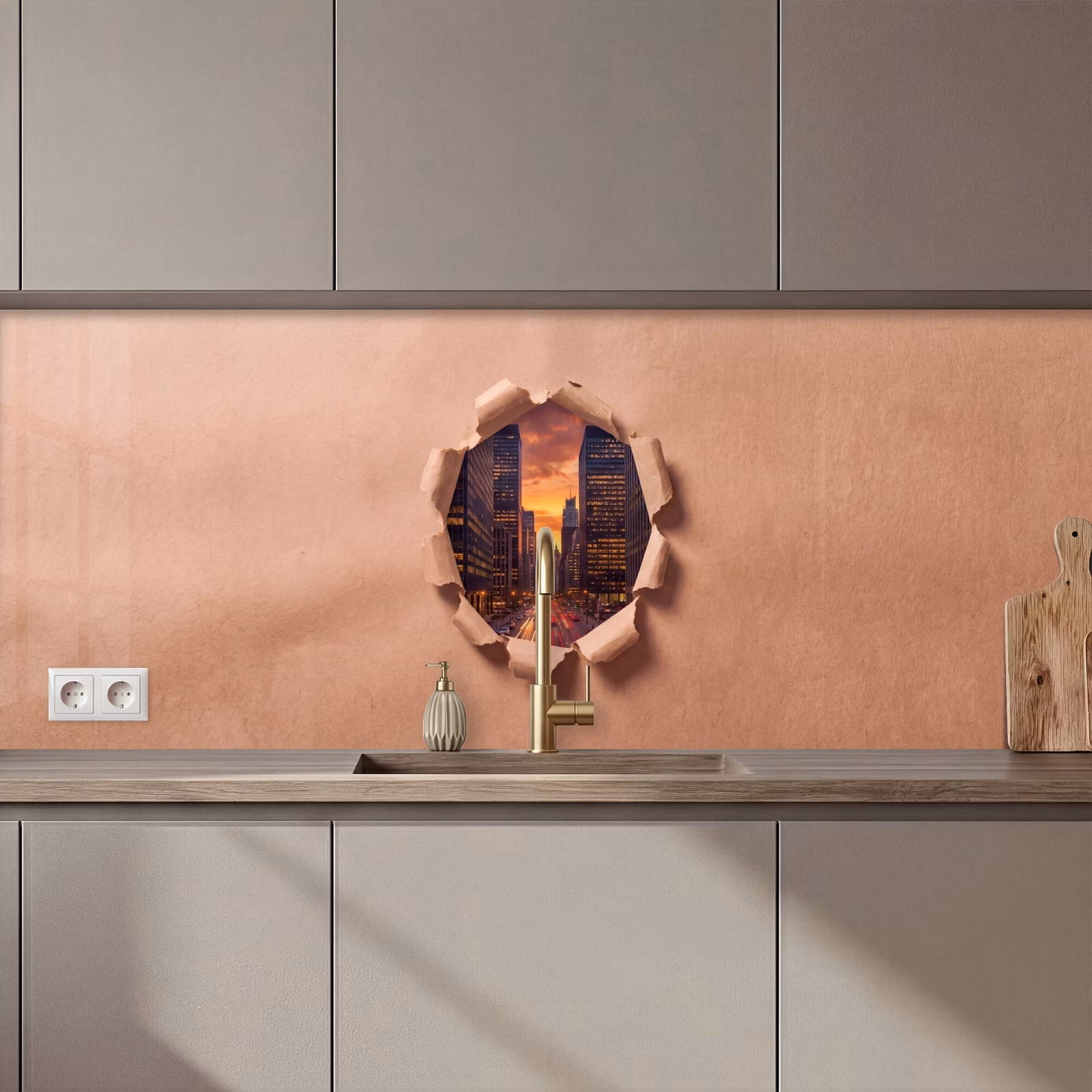 Keuken achterwand - Stad - Zonsondergang - Papier — 1