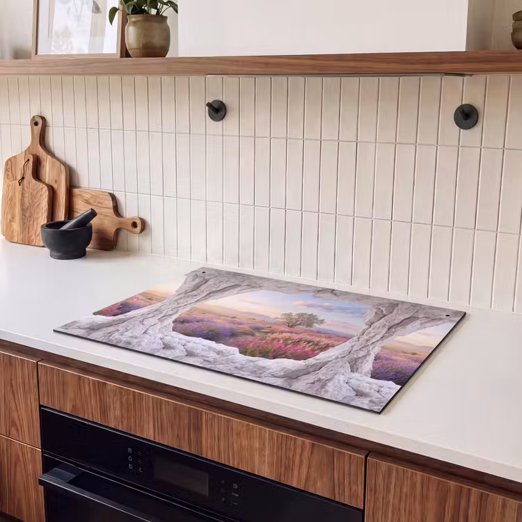 Inductiebeschermer & spatscherm (2in1) - Bloemen - Pad - Natuur — 3