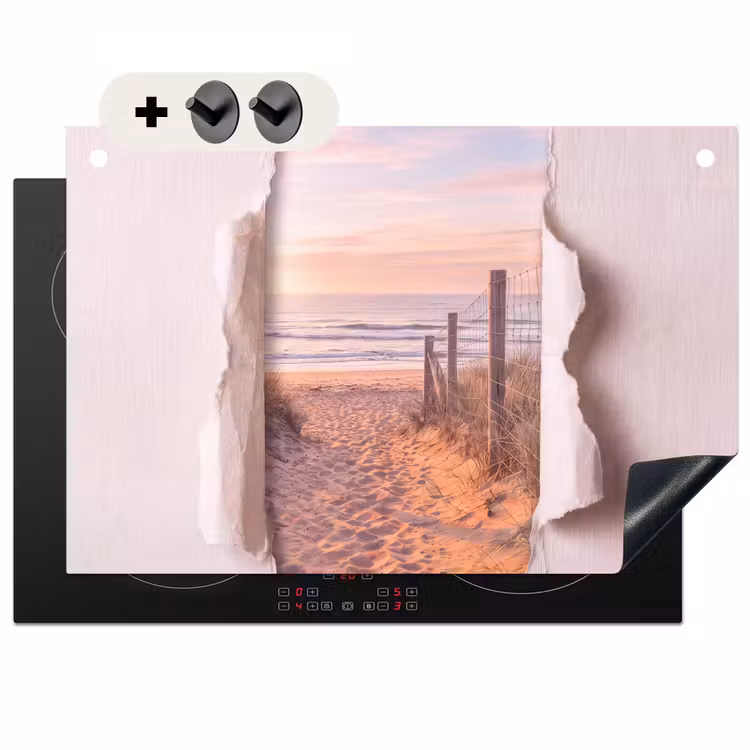 Inductiebeschermer & spatscherm (2in1) - Duin - Pad - Kust — 1