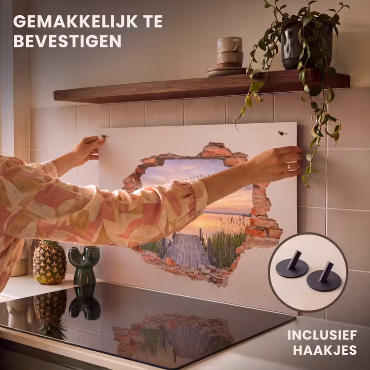 Inductiebeschermer & spatscherm (2in1) - Muur - Landschap - Illusie — 7