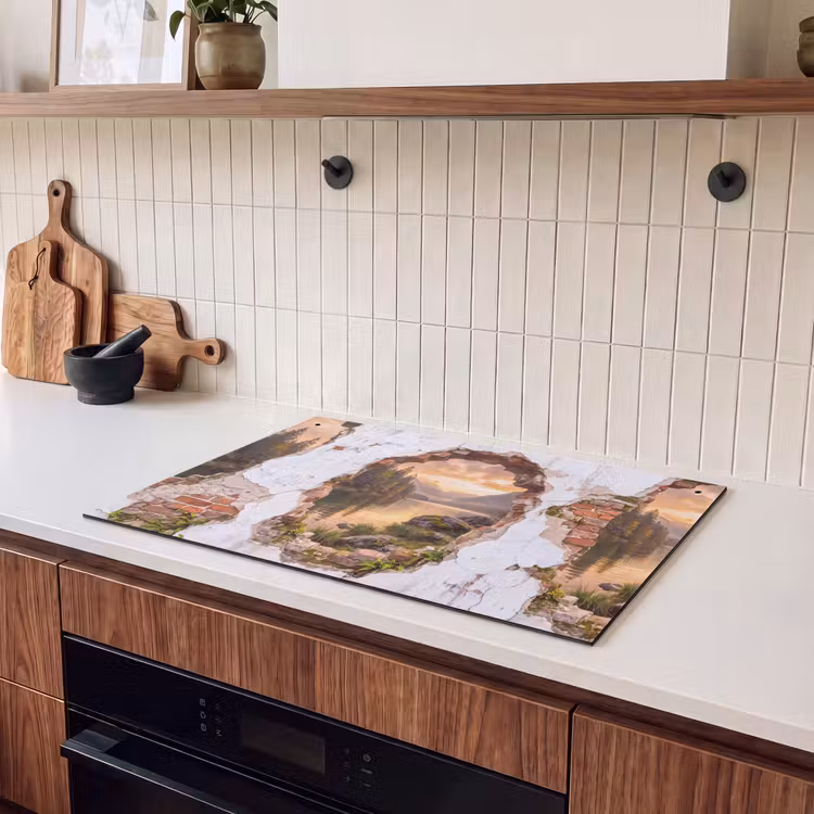 Inductiebeschermer & spatscherm (2in1) - Muur - Landschap - Natuur — 3