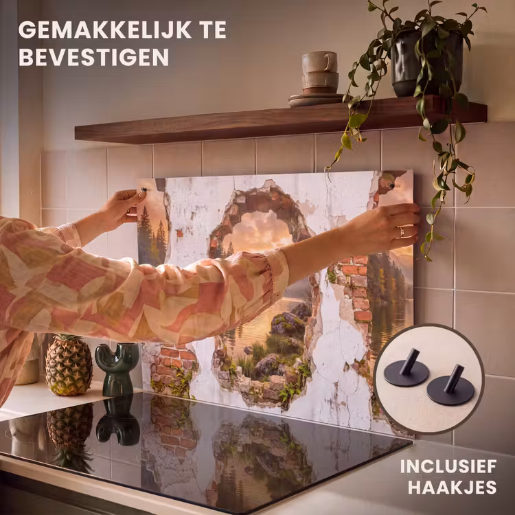 Inductiebeschermer & spatscherm (2in1) - Muur - Landschap - Natuur — 7